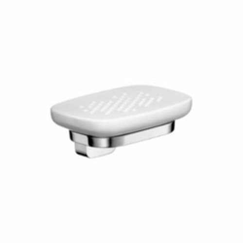 Hansgrohe 42433000 Axor Urquiola Soap Dish With Solid Brass Holder, 5 in W x 5 in D x 2-3/8 in H, Opaque Glass, Chrome Plated
