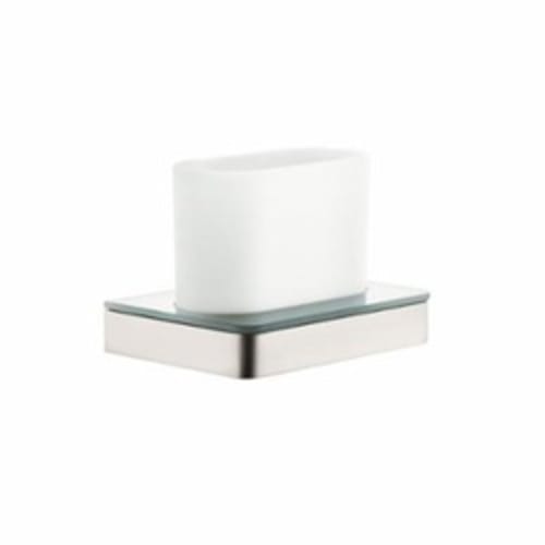 AXOR 42834820 Universal EU Version Tooth Brush Holder/Tumbler, 4-1/8 in H, Glass/Metal, Brushed Nickel, Import