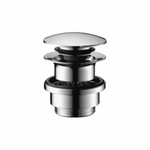 Hansgrohe 50100101 Sink Drain With Push-Open Drain, 1-1/4 in, 2-1/2 in Grid, Brass Drain, Chrome Plated, Domestic