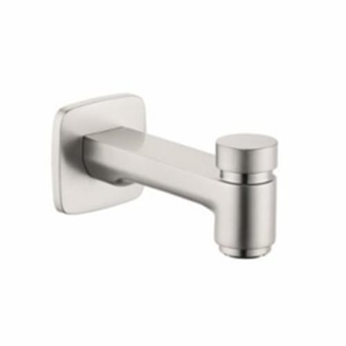 Hansgrohe 71412821 Logis Tub Spout With Diverter, 5-7/8 in L x 1-3/8 in H, Solid Brass, Brushed Nickel, Domestic