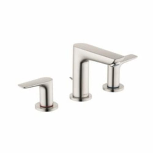 Hansgrohe 71733821 Talis E 150 Widespread Basin Mixer, 1.2 gpm, 4-1/8 in H Spout, 8 in Center, Brushed Nickel, 2 Handles, Pop-Up Drain