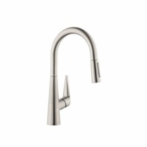 Hansgrohe 72813801 Talis S Pull Down Kitchen Faucet, 1.75 gpm Flow Rate, Steel Optik, 1 Handles, 1 Faucet Holes, Residential