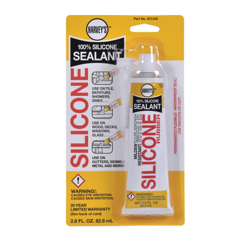 Harvey® 031345 Silicone Rubber Sealant, 2.8 oz Tube, White