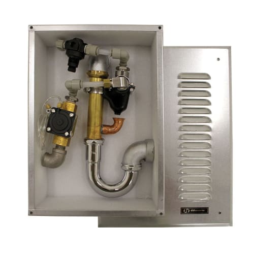 Haws® 6521FR Freeze-Resistant In-Wall Valve System, For Use With Single Bubbler Wall Mounted Fountain, 1/2 in NPT and 1-1/4 in NPT Trap Connection, Domestic