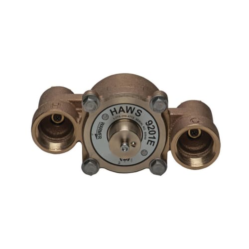 Haws® AXION® 9201E Emergency Tempering Thermostatic Mixing Valve, 7-5/8 in L, 1-1/4 in Inlet, Brass