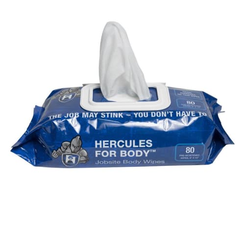 Hercules® For Body™ 55335D Pre-Moistened Wipes, 8 x 10 in, 80 Towels Capacity