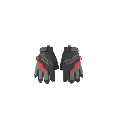 Milwaukee® 48-22-8742 Demolition Fingerless General Purpose Work Gloves, L, Black/Red, High Dexterity Finger Tip, Synthetic Leather