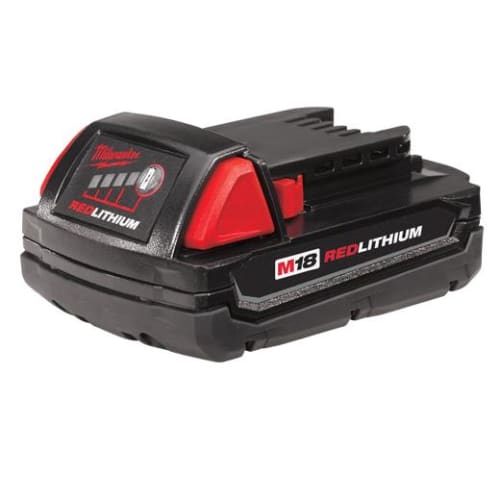 Milwaukee® M18™ REDLITHIUM™ 48-11-1815 Compact Rechargeable Cordless Battery Pack, 1.5 Ah Li-Ion Battery, 18 VDC Charge, For Use With M18™ Cordless Power Tool