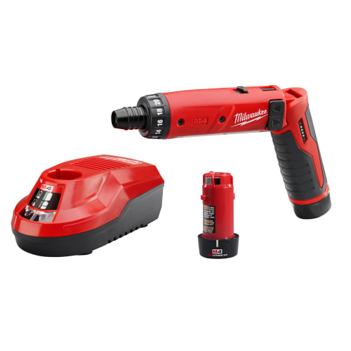 Milwaukee® 2101-22 M4™ Cordless Screwdriver Kit, 1/4 in Chuck, 44 in-lb, 4 VDC, Lithium-Ion Battery, Plastic Housing