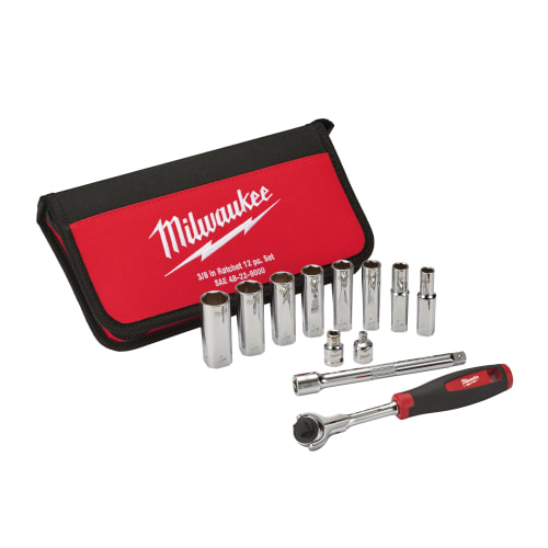 Milwaukee® 48-22-9000 Socket Set, SAE, 3/8 in, 12 Pieces