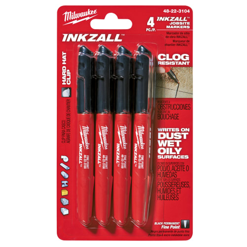 Milwaukee® 48-22-3104 INKZALL™ Permanent Industrial Marker, Fine Line Tip, Acrylic, Black