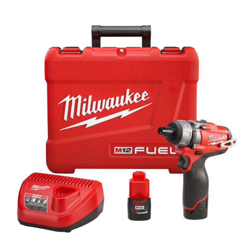 Milwaukee® 2402-22 M12 FUEL™ 2-Speed Screwdriver Kit, 1/4 in Chuck, 350 in-lb, 12 VDC, Lithium-Ion Battery, Metal Housing