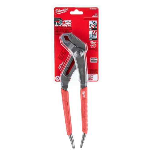 Milwaukee® 48-22-6212 Gen II 26-Position Quick Adjust Hex Jaw Plier, 2-3/4 in, 1-3/4 in L x 1/4 in W V-Shape Alloy Steel Jaw, 12 in OAL