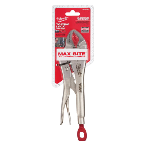 Milwaukee® MAXBITE 48-22-3610 1-Handed Lever Standard Locking Plier, 1-7/8 in, 1-1/2 in L x 19/32 in W x 19/32 in THK Curved Alloy Steel Jaw, 10.2 in OAL