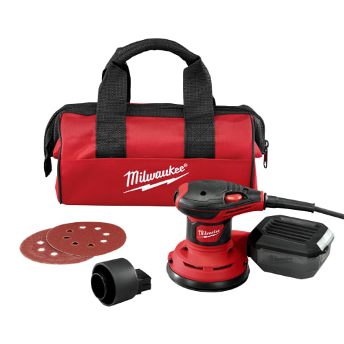 Milwaukee® 6034-21 Random Orbit Palm Sander Kit, 5 in Pad, 7000 to 12000 OPM No Load