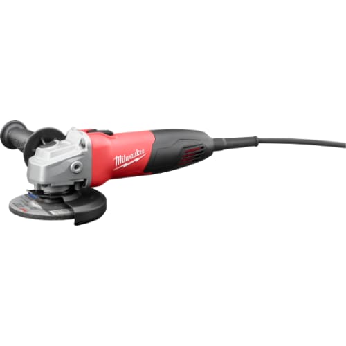 Milwaukee® 6130-33 Double Insulated Small Angle Grinder, 4-1/2 in Dia Wheel, 5/8-11 UNC Arbor/Shank, 120 VAC, Black/Red, Lock-ON Slide Switch