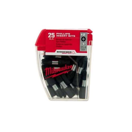 Milwaukee® 48-32-4604 Shockwave™ Impact Insert Bit, #2 Phillips® Point, 1 in L, Black Phosphate, Steel