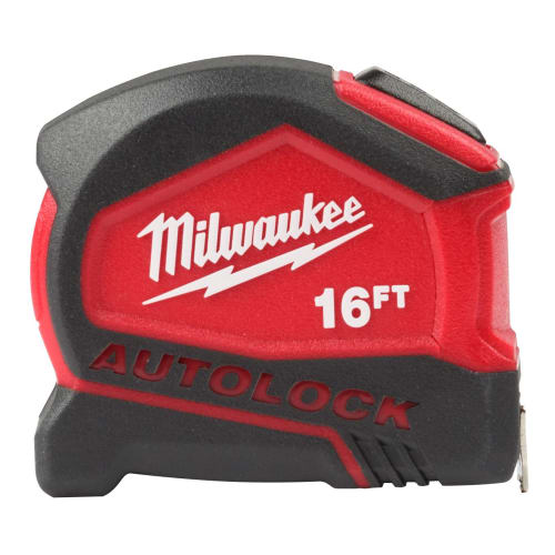 Milwaukee® 48-22-6816 Compact Measuring Tape, 16 ft L x 1-7/8 in W Blade, Nylon Bond Steel, SAE, 1/16 in