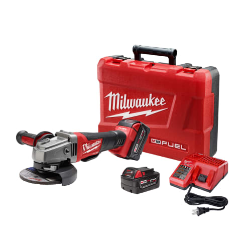 Milwaukee® 2780-22 M18™ FUEL™ Cordless Grinder Kit, 5 in Dia Wheel, 5/8-11 Arbor/Shank, 18 VDC, Lithium-Ion Battery, 2 Batteries, Paddle No-Lock Switch