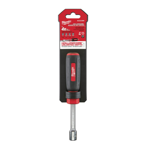 Milwaukee® 48-22-2525 HollowCore™ Magnetic Nut Driver, 7/16 in, Hex Shank, Black/Red, Chrome Plated