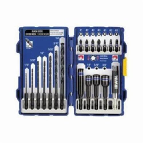 Irwin® Impact Performance Series™ 1840316 Drill/Drive Set, Black Oxide, 19 Pieces, For Use With Impact Drills and Drivers, 1/4 in Shank, Cold Forged High Grade Steel