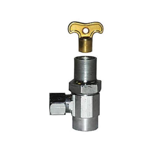 LEGEND 114-144NL T-581LSNL Multi-Turn Traditional Angle Supply Stop Valve With Lockshield, 5/8 x 3/8 in Nominal, Compression End Style, 110 psi Pressure, Forged Brass Body, Polished Brass, Import