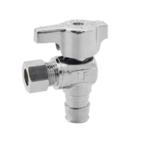 LEGEND 114-606NL T-595NL 1/4 Turn Angle Supply Stop Valve, 1/2 x 3/8 in, F1960 PEX x OD Compression, Brass Body, Import