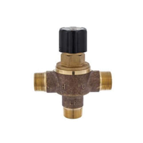 LEONARD® ECO-MIX™ 370-LF Thermostatic Mixing Valve, 3/4 in Nominal, Male IPS End Style, 125 psi Pressure, 0.5 to gpm Flow, Bronze Body