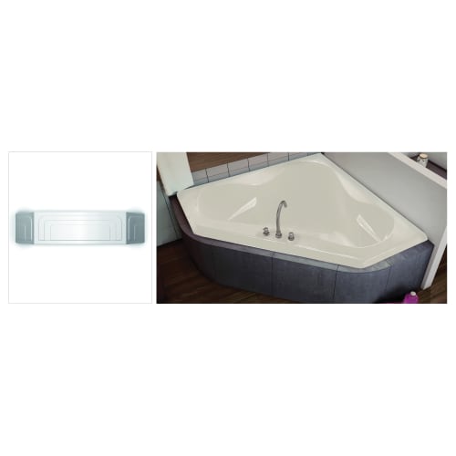 MAAX® 100053-000-007 Tryst™ Bathtub with Armrest, Soaking, 59-1/4 in L x 59-1/4 in W, Center Drain, Biscuit