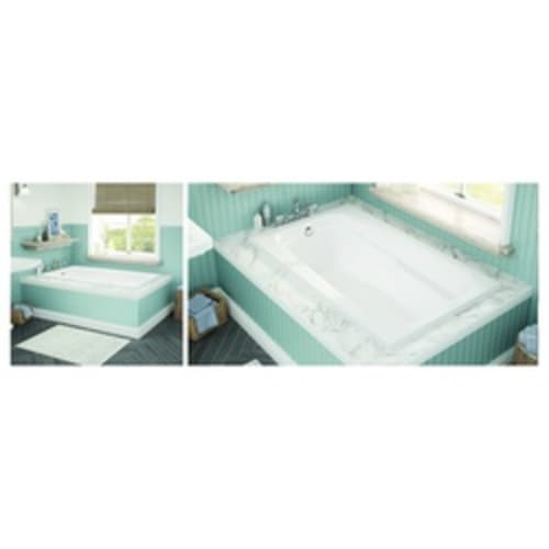 Aker® by MAAX 100103-000-001 Tempest™ Bathtub with Armrest, Soaking, Rectangular, 59-7/8 in L x 35-3/4 in W, End Drain, White