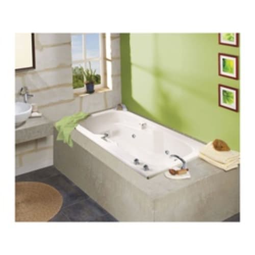 Aker® by MAAX 102227-000-001 Lopez™ 7236 Bathtub with Armrest, Soaking, Rectangular, 71-5/8 in L x 36-1/8 in W, End Drain, White