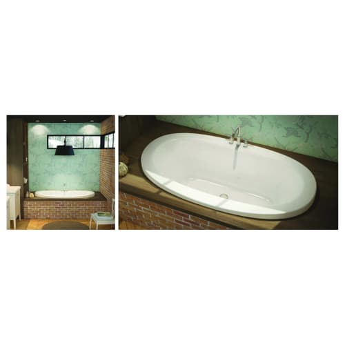 Aker® by MAAX 105515-000-001 Serenade® Bathtub, Soaking, Oval, 66 in L x 36 in W, Center Drain, White