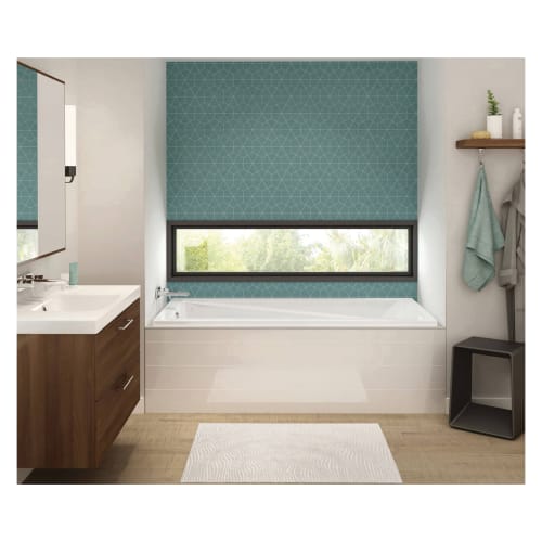 MAAX® 106170-000-001-000 Exhibit 6036 Bathtub With Armrest, Soaking, Rectangle Shape, 59-7/8 in L x 36 in W, End Drain, White, Domestic