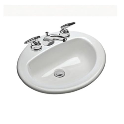 Mansfield® 237-4 WH MS Oval Self-Rimming Lavatory With Consealed Front Overflow, Oval, 4 in Faucet Hole Spacing, 20-1/2 in W x 17 in D x 8 in H, Drop-In Mount, Vitreous China, White, Domestic