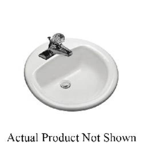 Mansfield® 531044 239 Self-Rimming Lavatory With Concealed Front Overflow, MS, Round Shape, 19-1/4 in W x 15-1/4 in D x 8 in H, Drop-In Mount, Vitreous China, White, Domestic