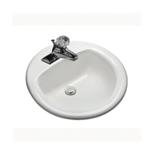 Mansfield® 239-4 MS Series Mansfield® Drop-In Self-Rimming Lavatory Sink, Round, 4 in Faucet Hole Spacing, 19-5/8 in W x 8.13 in D x 19-1/4 in H, Drop-In Mount, Vitreous China, White, Domestic