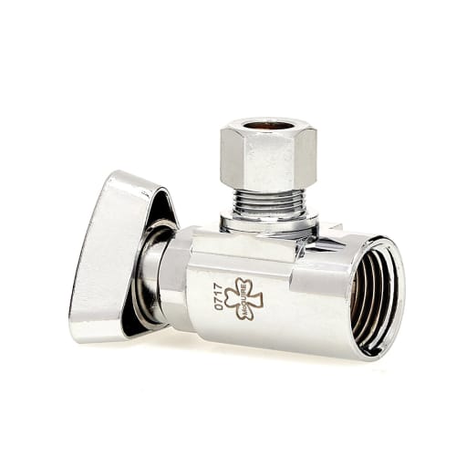 McGuire™ Convertible™ II LFBV2-02 1/4 Turn Angle Stop Ball Valve, 1/2 x 3/8 in Nominal, IPS x OD Compression End Style, Brass Body, Polished Chrome, Import