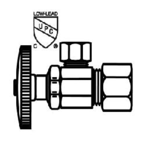 McGuire™ LFST09 Angle Supply Stop, 1/2 in x 3/8 in OD Nominal, Compression, Brass Body, Import