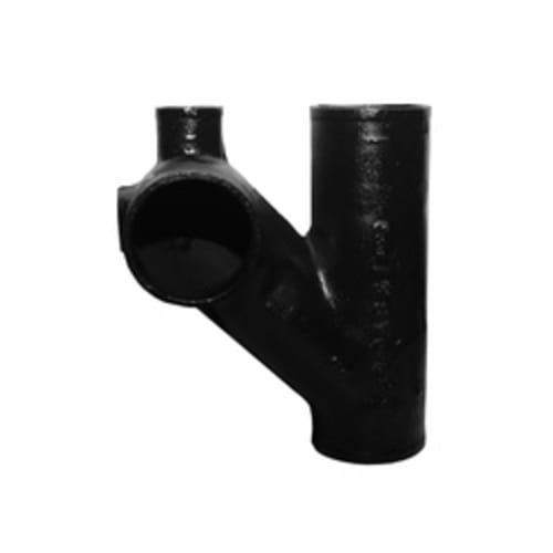 Tyler Pipe 010814 Left Figure-6 Fitting With Full Baffle, 4 x 2 in Nominal, No-Hub End Style, Cast Iron