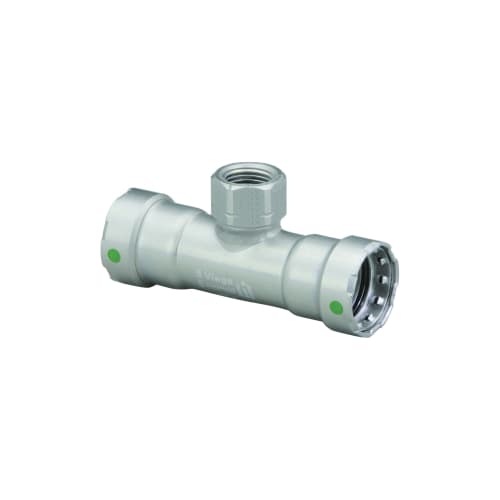MegaPress® 25410 Pipe Tee, 1 x 1 x 1/2 in, Press x Press x FNPT, Carbon Steel, Import