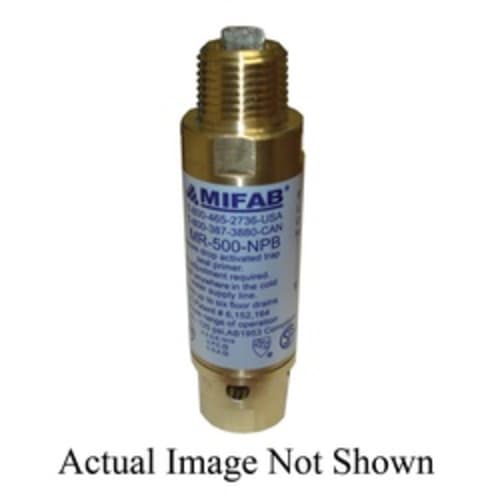 MIFAB® MR-500 M-500 Pressure Drop Activated Trap Seal Primer, 4-1/8 in L, 1/2 in FNPT x 1/2 in MNPT, Brass