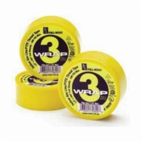 Cleanfit 70820 3-Wrap Thread Seal Tape, 1/2 in W x 260 in L, 0.004 in THK, 0.7 to 0.825 g/cu-cm, PTFE