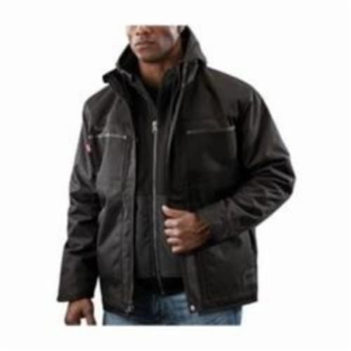 Milwaukee® 2170-2X M12™ 3-in-1 Insulated Heated Jacket, 2XL, Black, 900 Denier Polyester Ripstop Shell/600 Denier Polyester Shell/Quilted Liner Inner/Polyester Blend Hoodie, 59 in Chest, Resists: Water and Wind