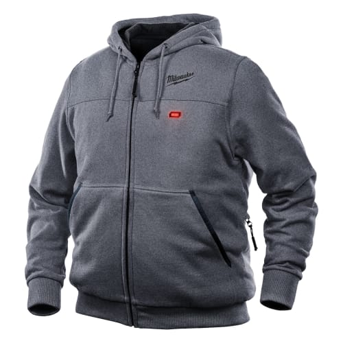 Milwaukee® 301G-202X M12™ Heated Hoodie, 2XL, Gray, Cotton/Polyester Blend Outer, 46 to 48 in Chest