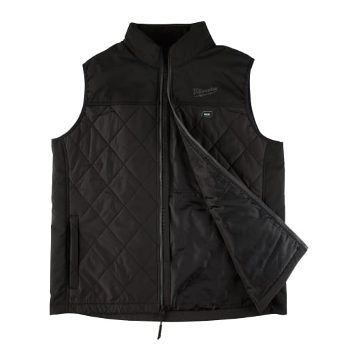 Milwaukee® M12™ 303B-202X Insulated Heated Vest, 2XL, Black, 600 Denier Polyester/Polyester Ripstop, 46 to 48 in Chest, Resists: Water and Wind