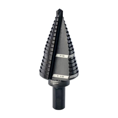 Milwaukee® 48-89-9209 Step Drill Bit, 7/8 in Dia Min Hole, 1-1/8 in Dia Max Hole, 2 Steps, HSS, 2 Hole Sizes, 3/8 in Shank