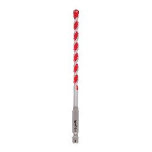 Milwaukee® 48-20-9011 SHOCKWAVE™ Single Ended Hammer Drill Bit, 1/4 in Drill Bit, 1/4 in Hex Shank, 4 in D Cutting, Carbide Cutting Edge, 6 in OAL