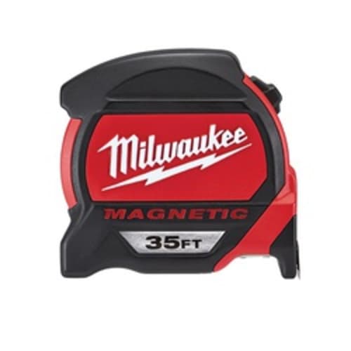 Milwaukee® 48-22-7135 Magnetic Premium Measuring Tape, 35 ft L x 1 in W Blade, Steel, SAE, 1/16 in