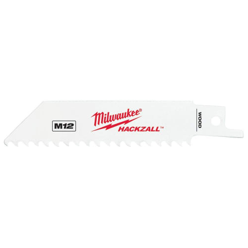 Milwaukee® HACKZALL™ 49-00-5460 Tapered Back Thin Kerf Reciprocating Saw Blade, 4 in L x 3/4 in W, 6 TPI, Bi-Metal Body, QUIK-LOK™ Tang