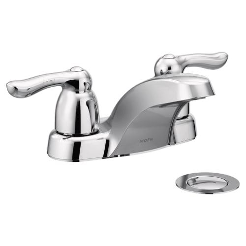 Moen® 4925 Chateau® Centerset Bathroom Faucet, Polished Chrome, 2 Handles, Metal Pop-Up Drain, 1.5 gpm Flow Rate